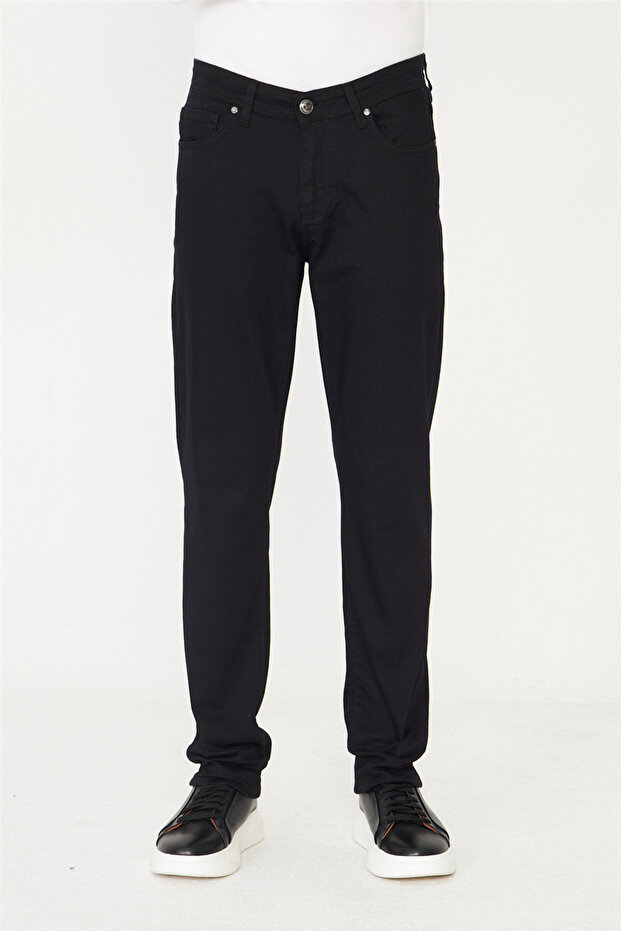 Black Straight Cut Modern Casual Jean Trousers