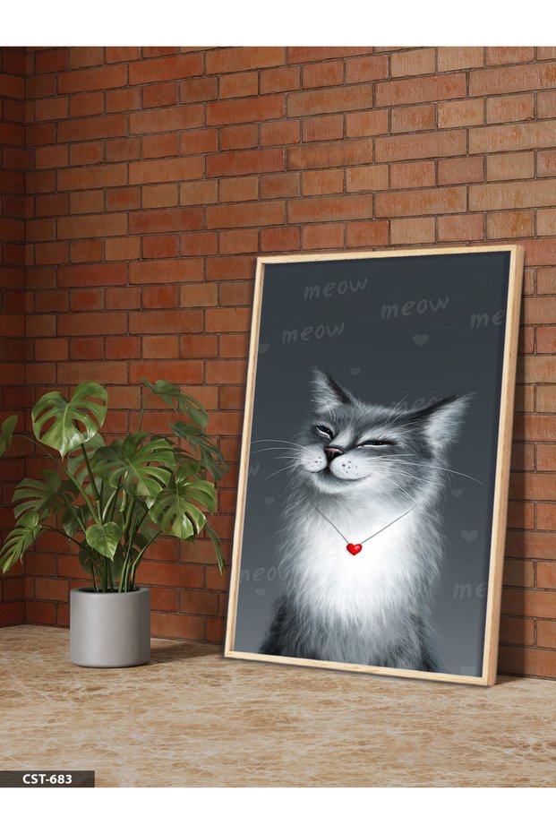 Cute Cat One Piece Wooden Framed Painting
