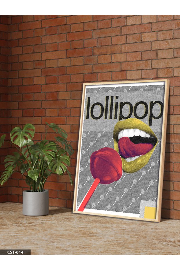 Lollipop Collage One Piece Wooden Framed Painting