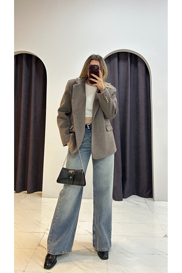 Oversize Kalın Kaşe Ceket - 2