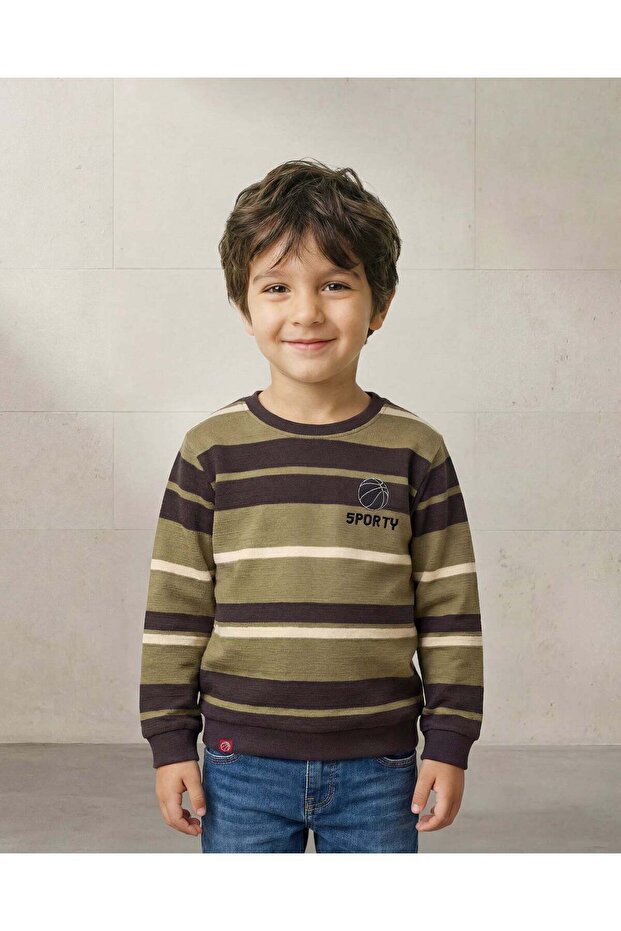 Boys Long Sleeve Jacquard Stripe T-Shirt