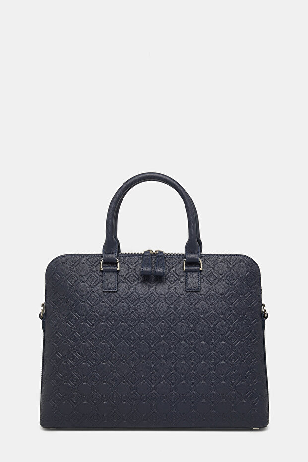 LACİVERT MONOGRAM DERİ ÇANTA - 1