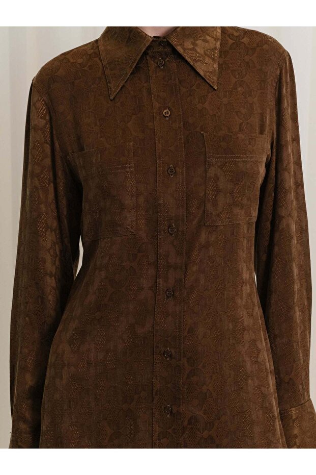 Yakalı Oversize Gömlek - 6