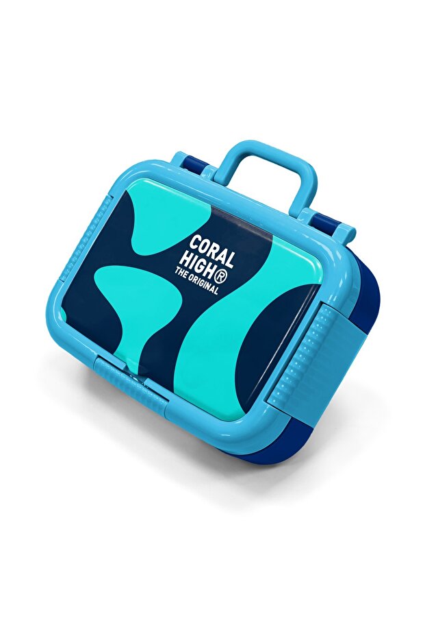 Kids Navy Blue Turquoise Patterned Stainless Steel Lunch Box 39193
