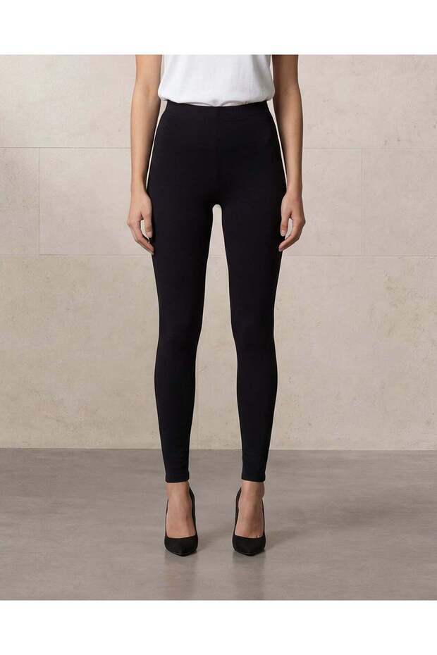 Woman Black Basic Full Length Legging - 2