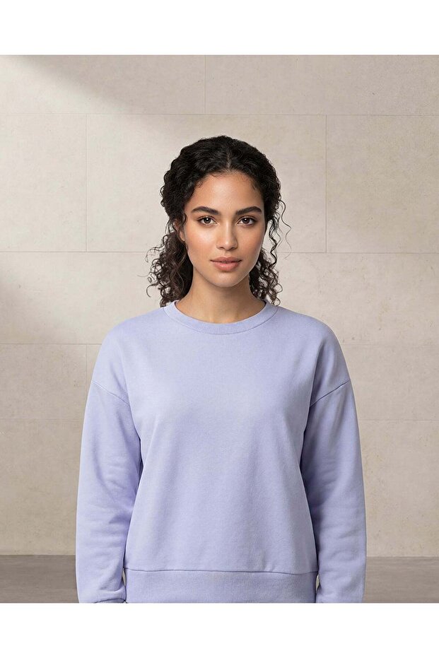 سويت شيرت رياضي نسائي أزرق أساسي أزرق - 1