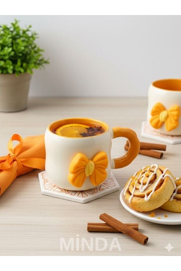 Ceramic Mug with Silicone Ribbon Figure, Large Size Cup