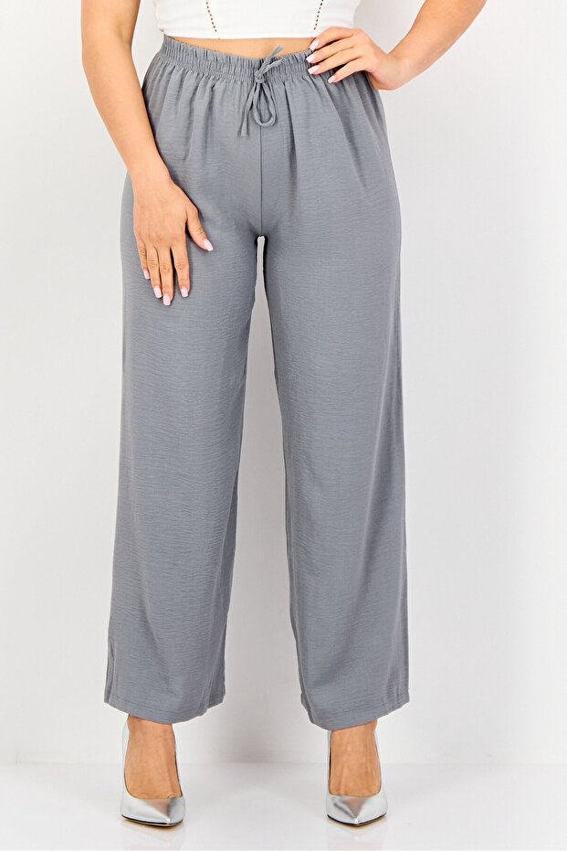 Women Regular Fit Plain Palazzo Pants, Light Grey