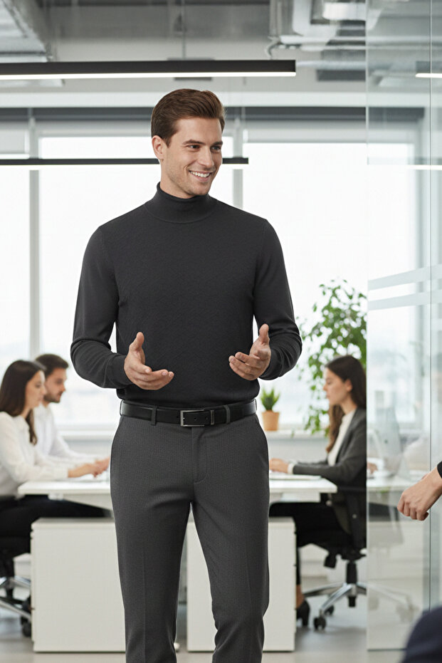 سترة رجالية بنمط ياقة الصياد نصف دائرية - 3