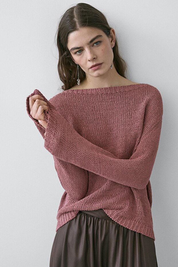 Geniş yaka triko kazak - 4