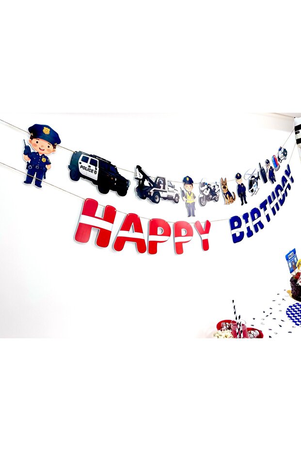 Police - Police Themed "Happy Birthday" Text Banner