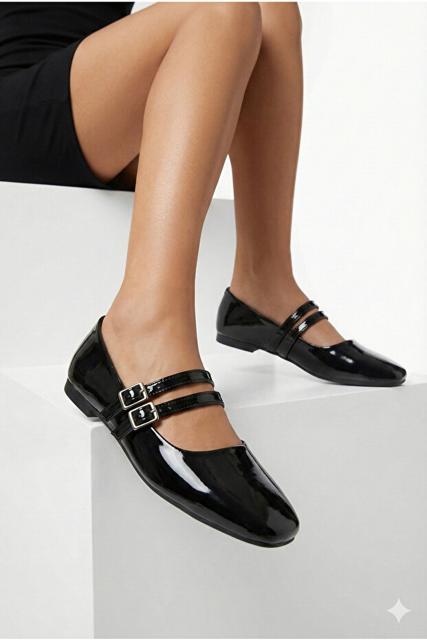 Pointed Toe Double Buckled Women's Ballet Flats Comfortable Daily & Stylish Shoes