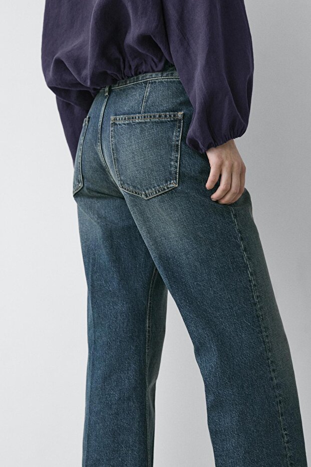 Orta bel İspanyol paça jean - 4