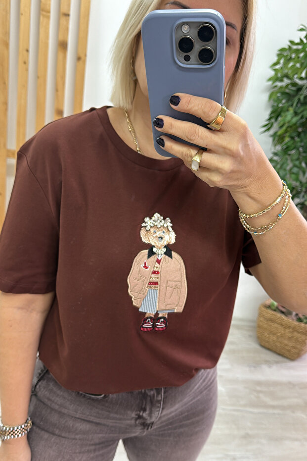 تيشيرت قطني أساسي مطبوع عليه صورة حجر القهوة - 3