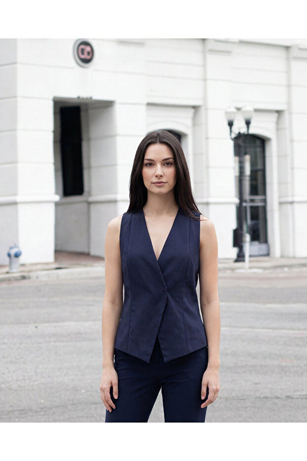 Women Navy Plain Waistcoat