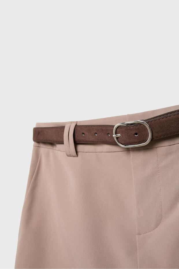 Kemerli mini şort etek - 8