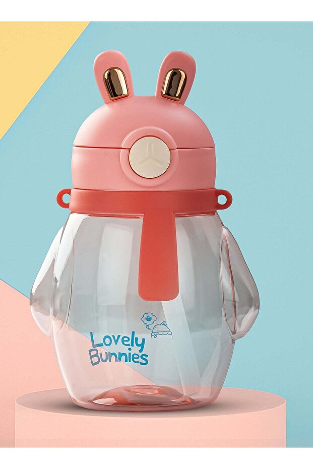 600ml Baby Sipper Bottle, Leakproof BPA-Free with Straw & Carry Rope Pink