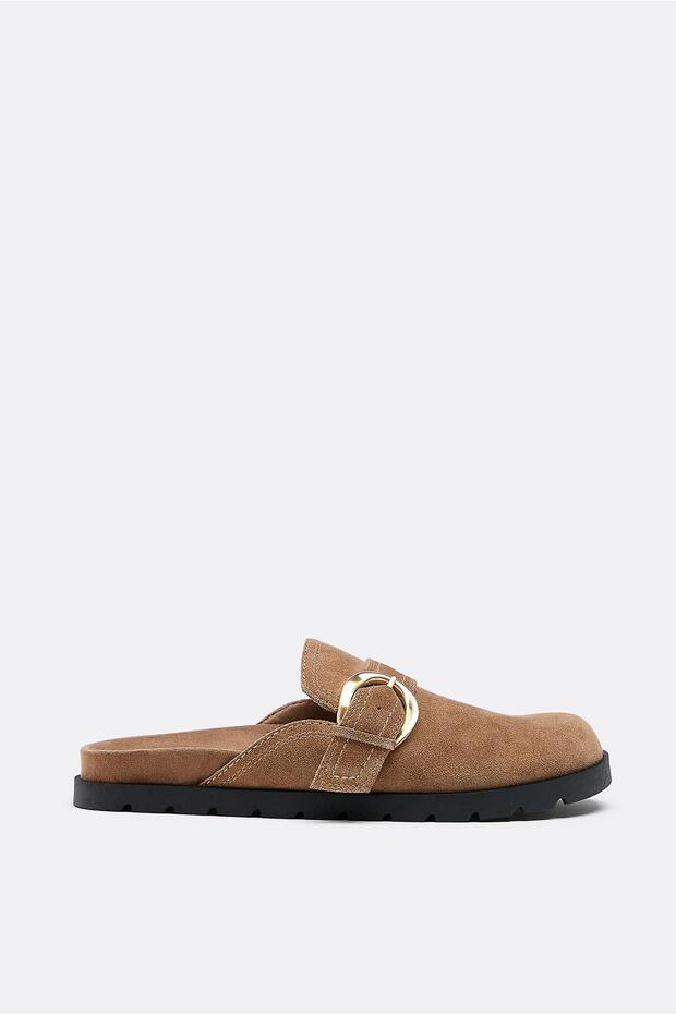 Leather backless clogs - 1