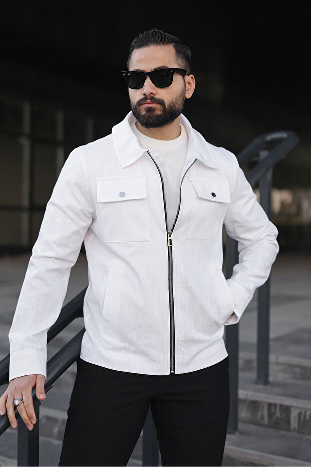 سترة كتان أساسية مع جيوب - 3