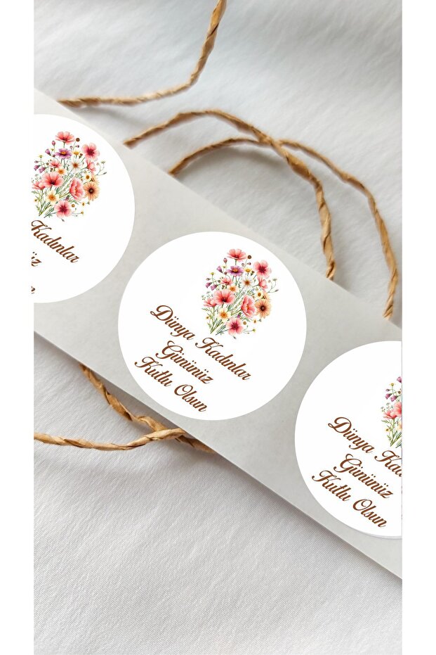 Women's Day Design Round Sticker - 24 Pieces Decoration, Gift, Packaging Sticker Kg1