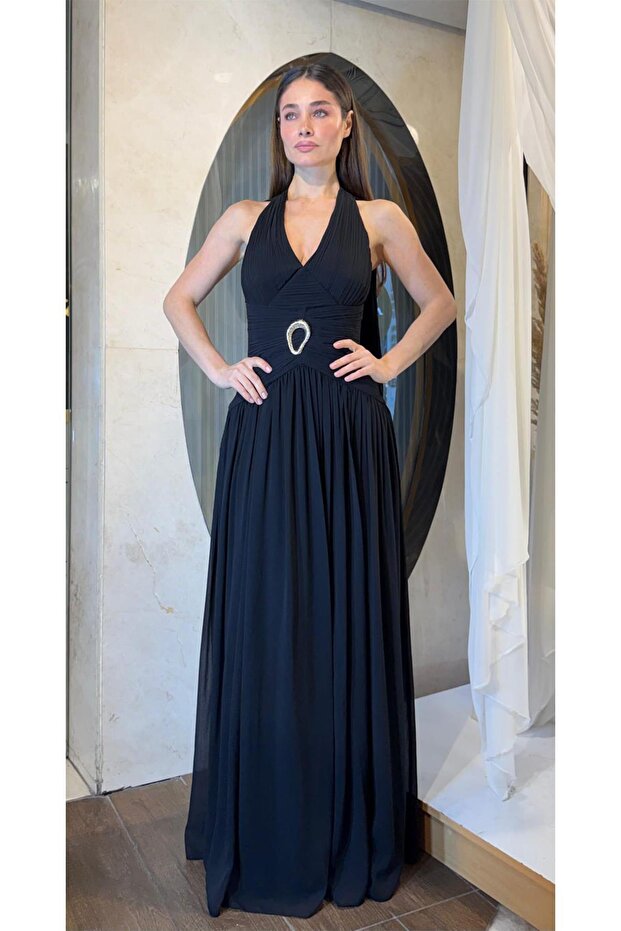 Siyah Piliseli V Yaka Abiye - 3