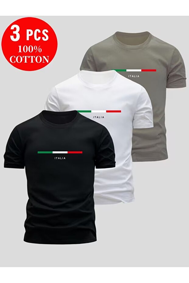 Unisex Oversize Fit Multi-Tshirt Italy Line Printed Tshirt