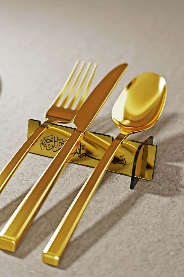 6-Piece Sülüs Besmele Acrylic Cutlery Holder - Acrylic Tableware Iftar Decoration