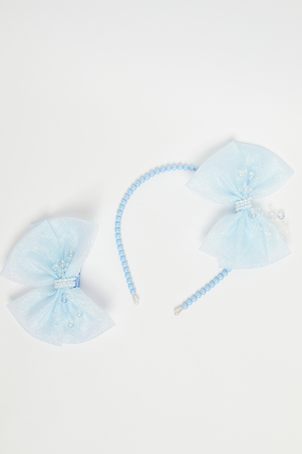 Girl'S Blue Hairclip And Headband Set
