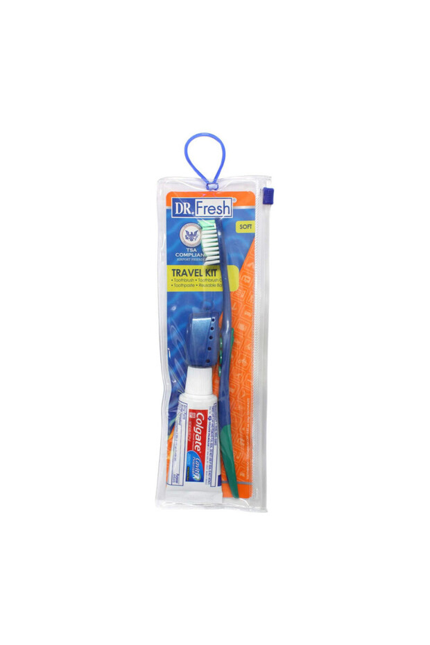 Dr Fresh T.Kit Pouch Brsh&Cvr Crst/Clgt .85Oz