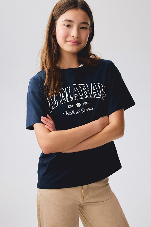 Pamuklu Oversize Tişört - 1