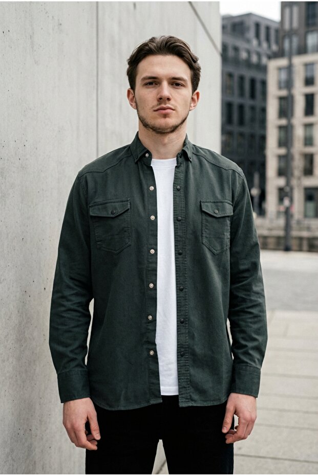 Men's Slim Fit Skinny Fit Denim Shirt