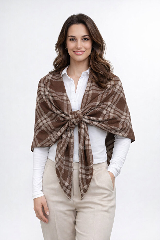 شال مثلث منسوج منقوش على الوجهين - 3