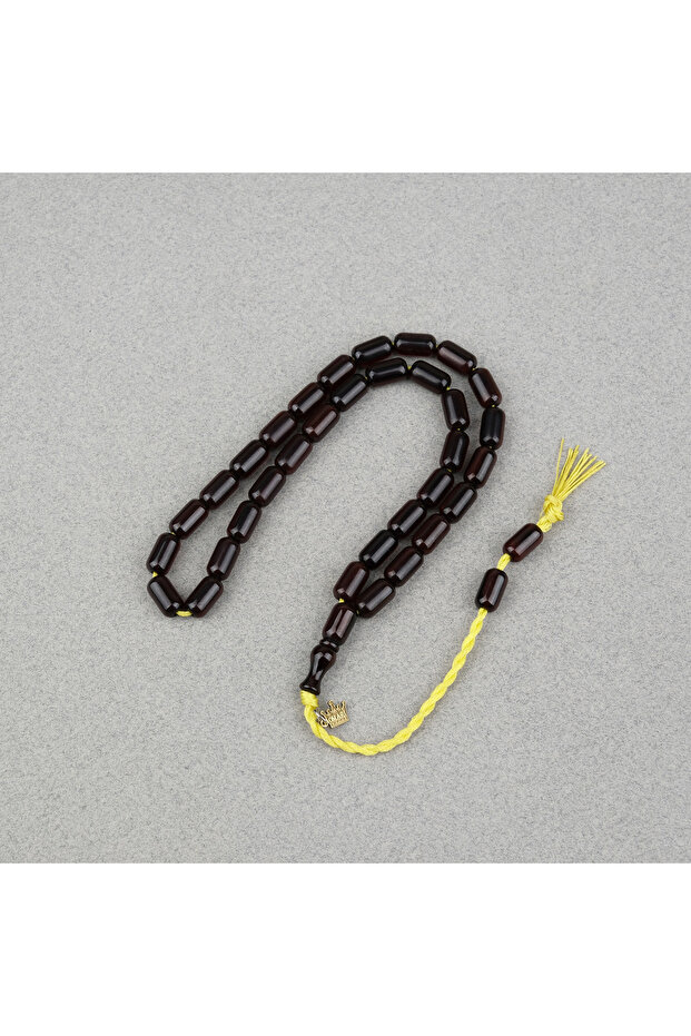 Omari Sıkma Kehribar Capsule Cut 6X11Mm Prayer Beads with Sitting Imameli System