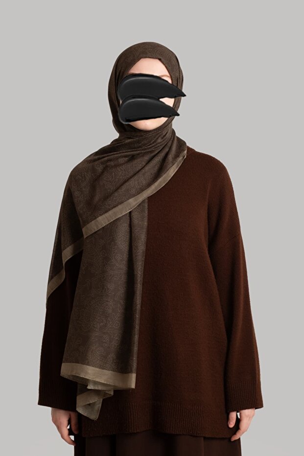 Mystical Texture Patterned Cotton Shawl - Khaki
