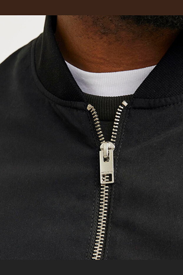 Plus Size Baseball Collar Bomber Jacket- Rush - 7