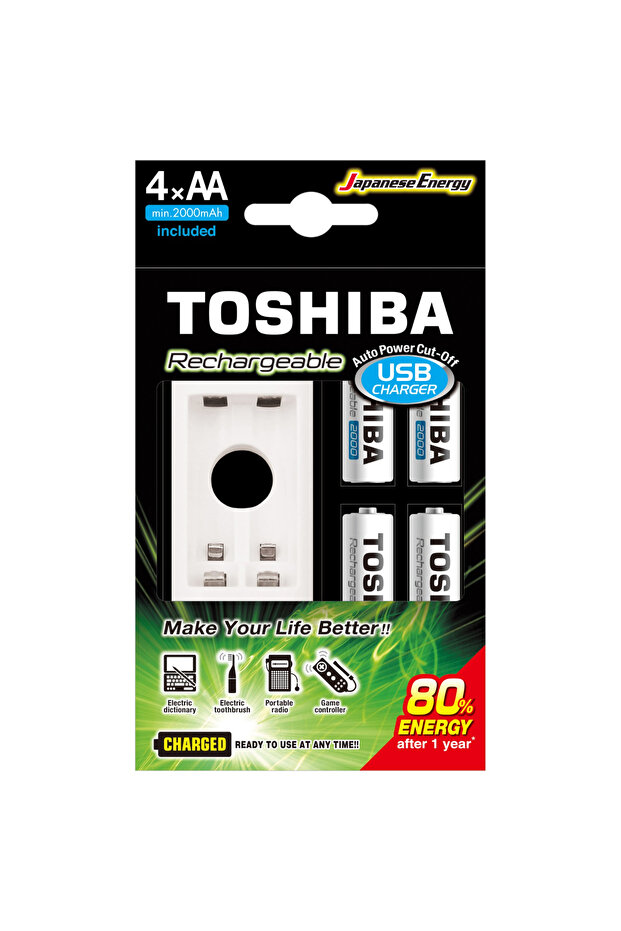 USB Charger with 4 Pcs AA Battery, 2000 mAh