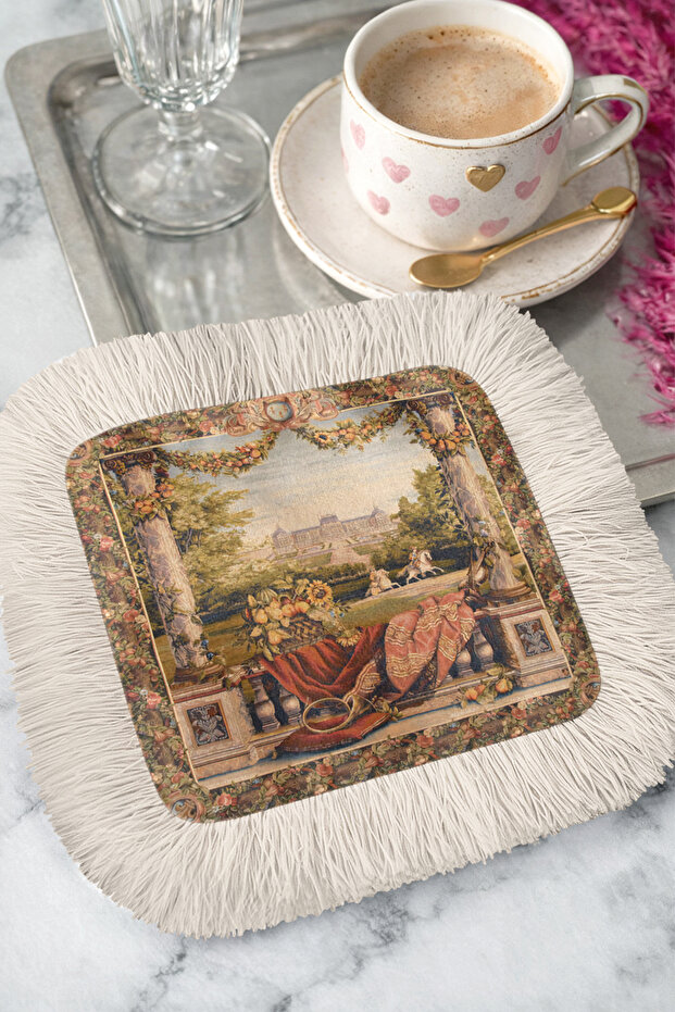 Avant-Garde Royal Garden Fringed Presentation Napkin-Classic Vintage Palace Pattern Coaster Tissue