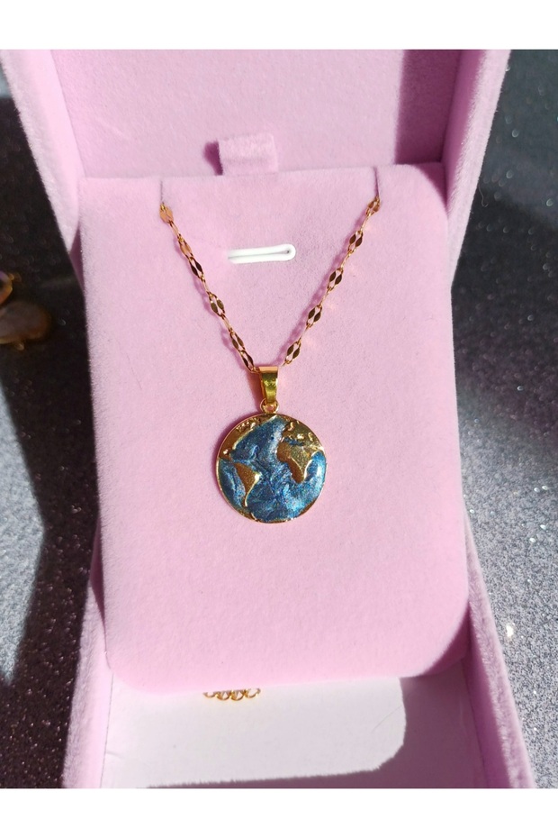 Çelik dünya kolye - 3