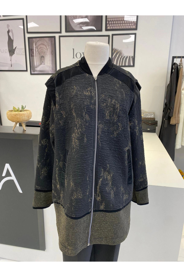 Prive Siyah Simli Bomber Ceket