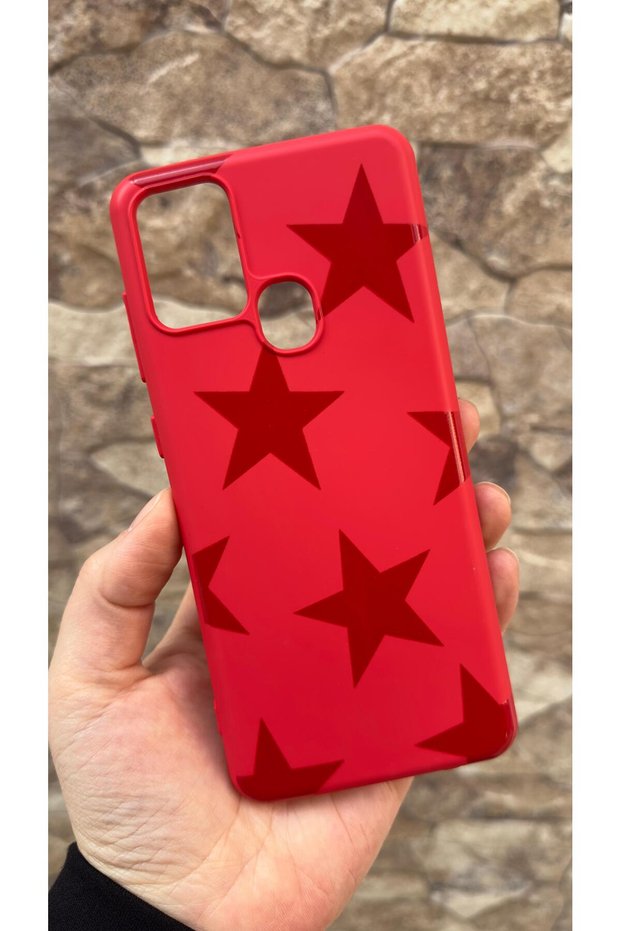 Samsung Galaxy A21S Compatible Red Star Silicone Shock Absorbing Classic Protected Rubber Case