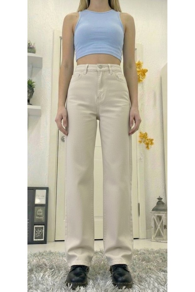 Cream Wide Leg High Waist Jeans Cream Wide Leg Jeans