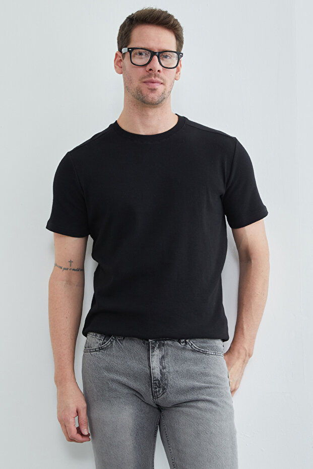 Basic Fitilli Bisiklet Yaka Tişört - 3