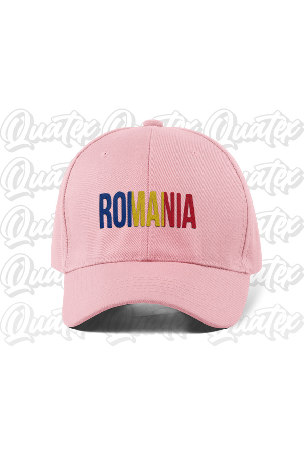 Romania Embroidered Country Flag Hat - Pink Color 100% Cotton Gabardine Unisex Model Hat