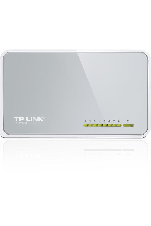 محول شبكة تي بي-لينك TL-SF1008D بـ 8 منافذ 10/100 مع علبة بلاستيكية