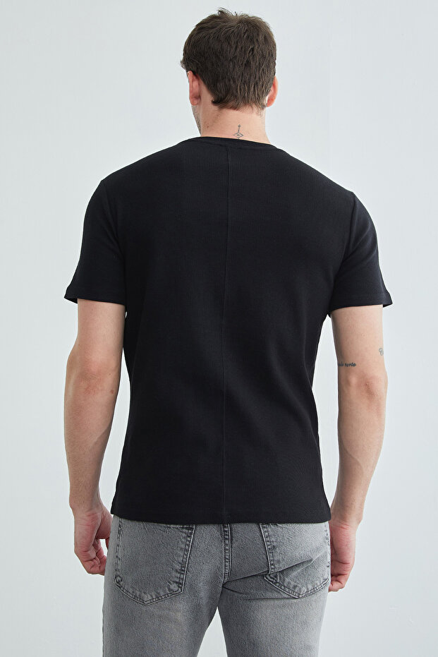 Basic Fitilli Bisiklet Yaka Tişört - 8