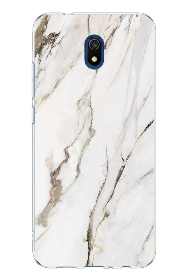 حافظة سيليكون مطبوعة بالرخام الأبيض متوافقة مع هاتف Redmi 8A - 1