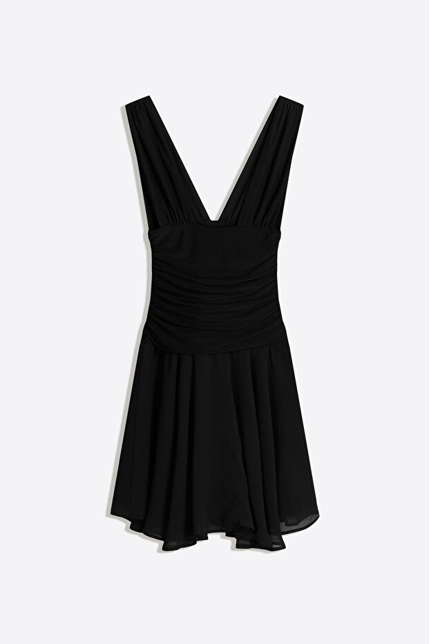 Mini şifon elbise - 6