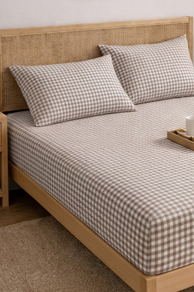 Coffee Pöti Square Patterned Elastic Sheet Set - Single/Double/King Size - 4