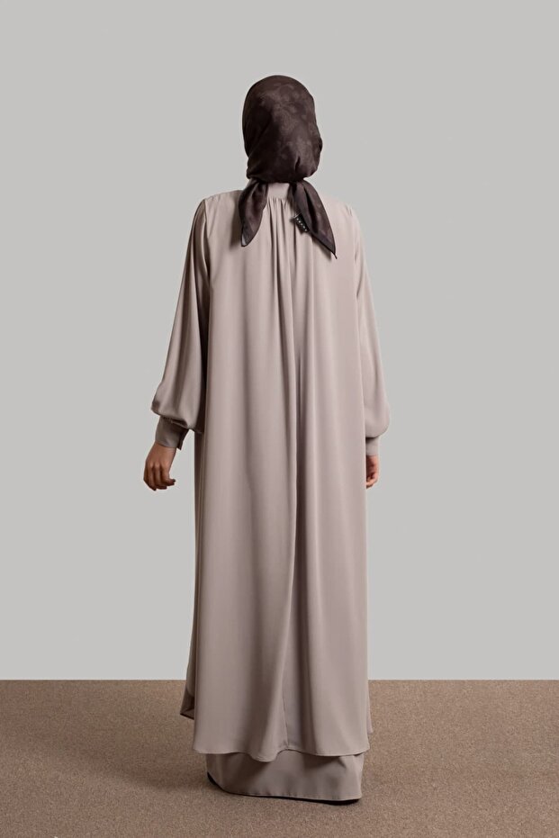 Larin Düğmeli Ferace - Silver - 5