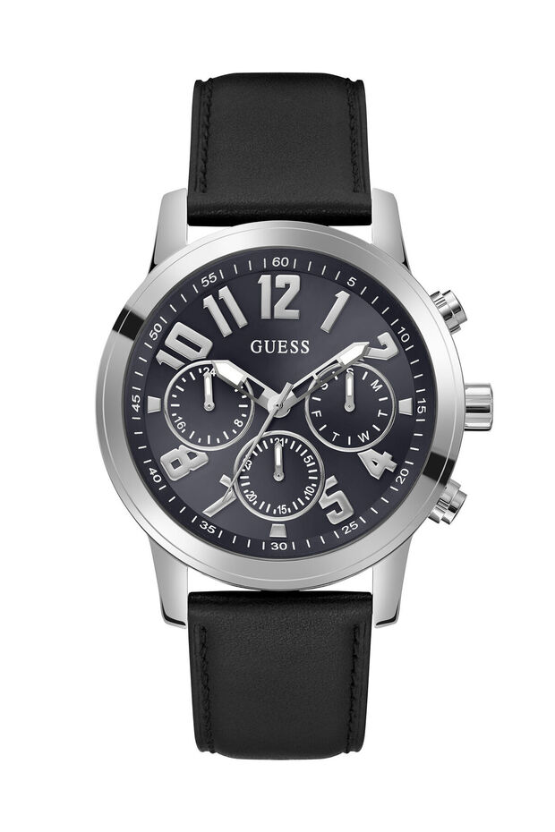 Black Quartz Analog Genuine Leather Watch